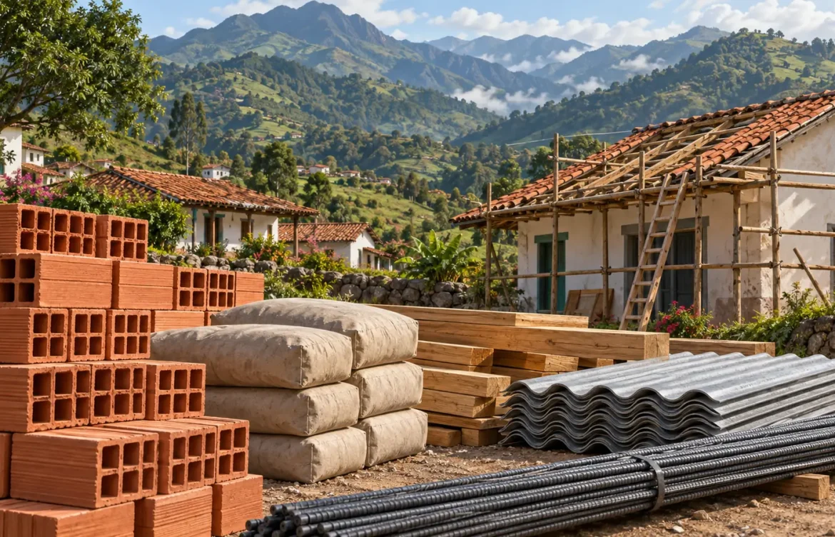 Entregan 1.873 toneladas de materiales para reparar viviendas tras el sismo en Antioquia.