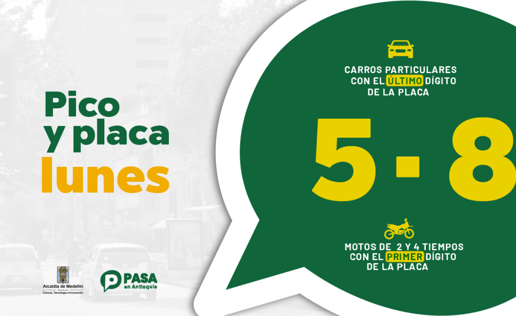 Pico y placa Hoy Lunes en Medellin